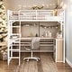 preview thumbnail 10 of 16, Twin Size Metal Loft Bed with 3 Layers of Shelves and L-shaped Desk for Home White