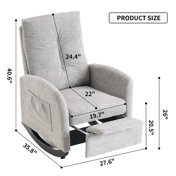 Rocking Chair with Footrest Nursery Glider Chair with Rubber Wood Legs Side Pocket High Back Nursing Chair On Sale Bed Bath Beyond 39912399