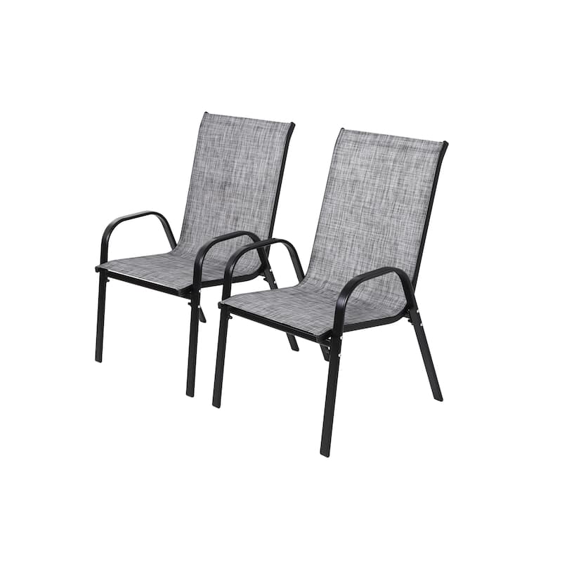 Outdoor Camping Chairs with Breathable Textilene Fabric, Set of 2