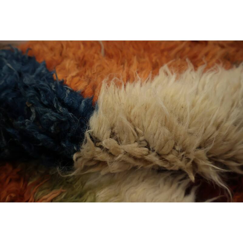 Hand Knotted Oriental 100% Wool Carpet Modern Geometric Multi-Colored Moroccan Area Rug - 9' 11'' X 6' 7''