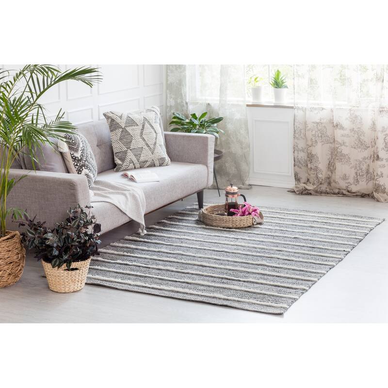 Corrina Charcoal Gray/Natural Cotton Area Rug