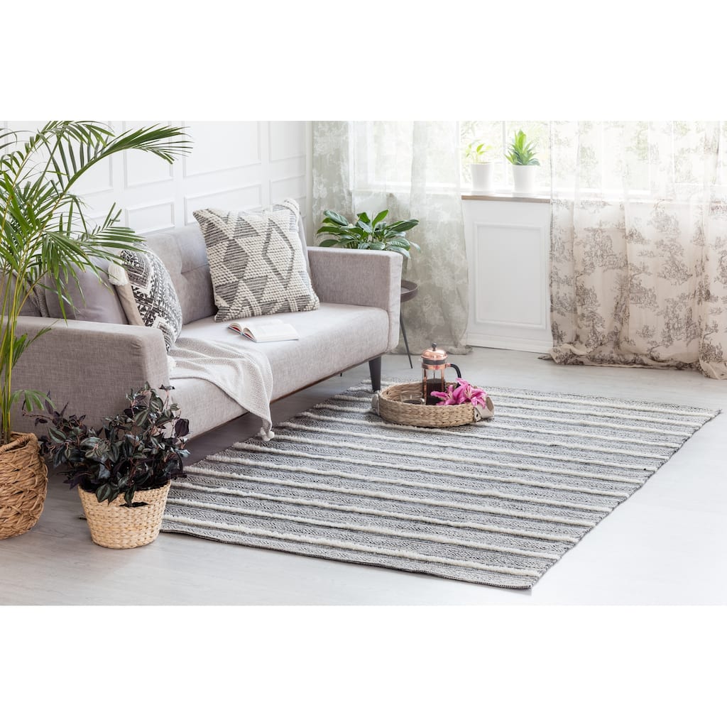 Corrina Charcoal Gray/Natural Cotton Area Rug