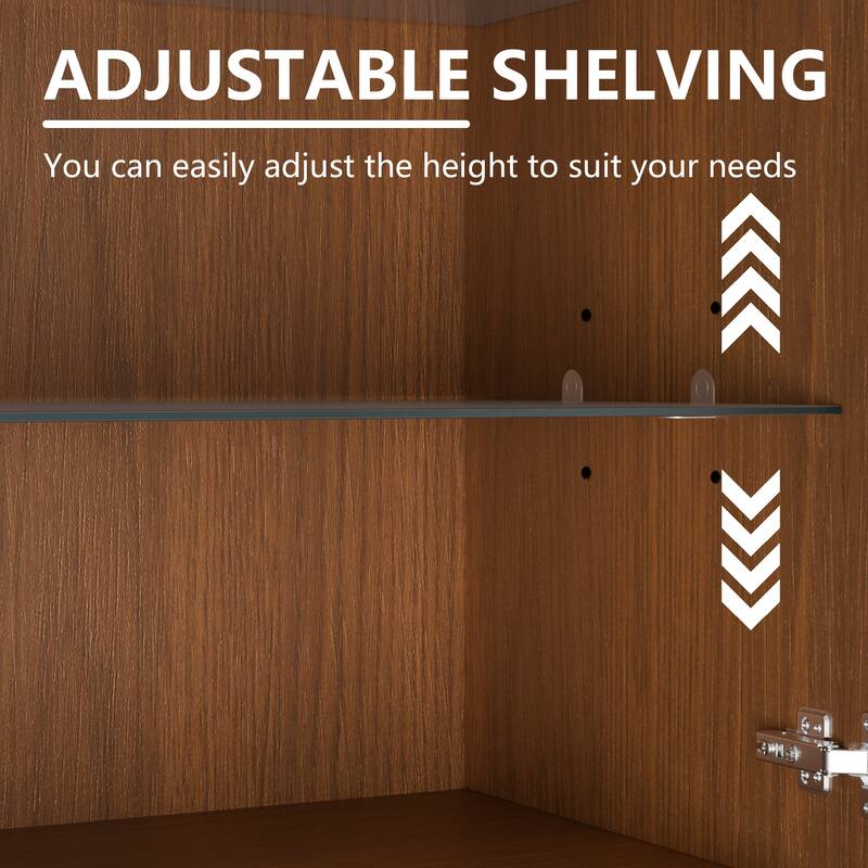 Dovelina Sideboard Buffet Storage Cabinets with Adjustable Shelves,Glass Door - 72"Lx31"H