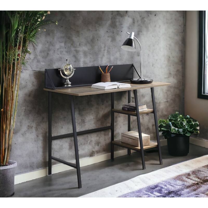 Versatile Rustic Writing Desk with Extra Storage and Modern Appeal - Oak