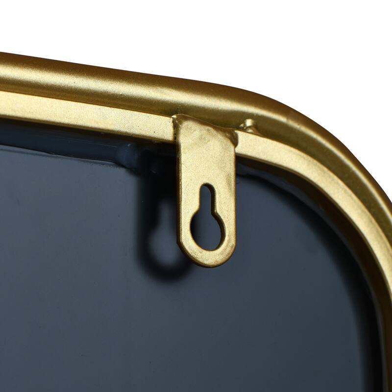 Metal Wall Mirror With Shelf, Gold Finish