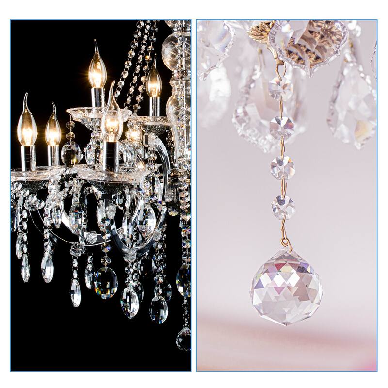 40Pcs 14mm Crystal Octagon Beads Chandelier Prisms Parts Hanging Beads