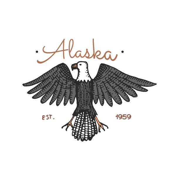 Alaska Established 1959 Eagle Icon Lantern Press Artwork Art Print Multiple Sizes Available 9 X 12 Art Print