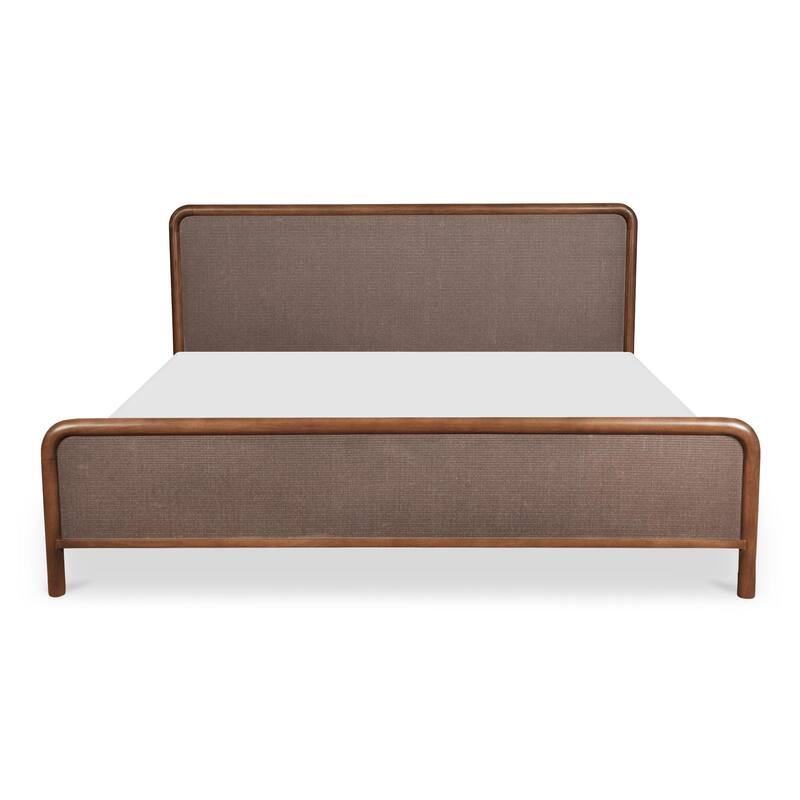NADAAL STUDIOS West, Wooden Bed With Tatami Mat Headboard - Queen - Brown