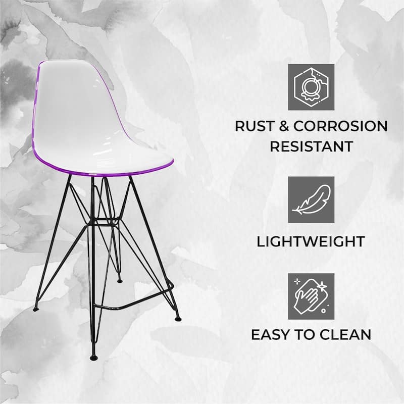 ABS Resin Barstool with Black Steel Base Cresco Series by LeisureMod