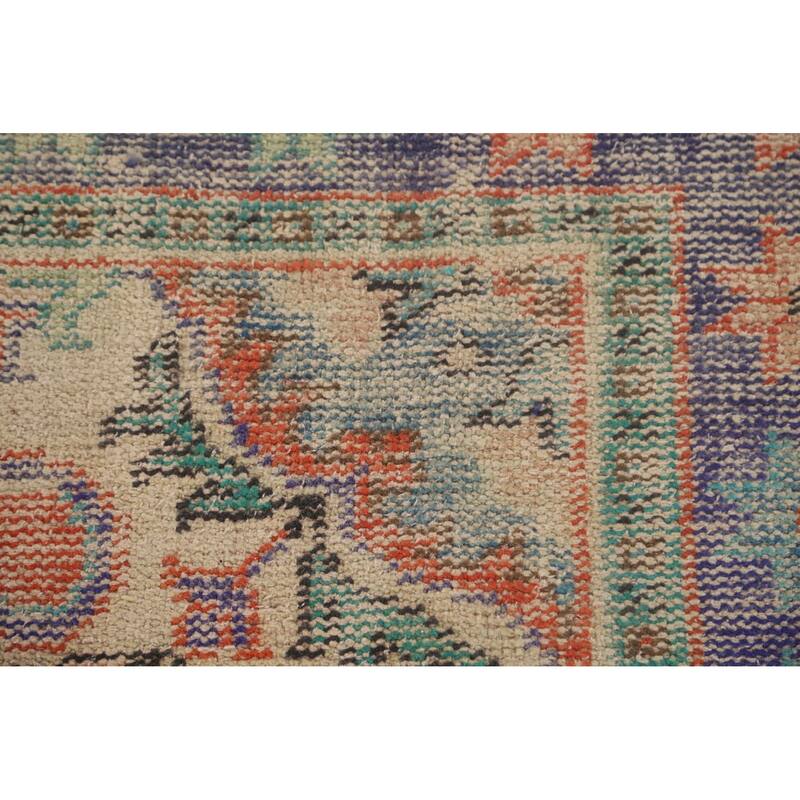 Distressed Orange Sparta Turkish Vintage Area Rug Handmade Wool Carpet - 5'4" x 9'3"
