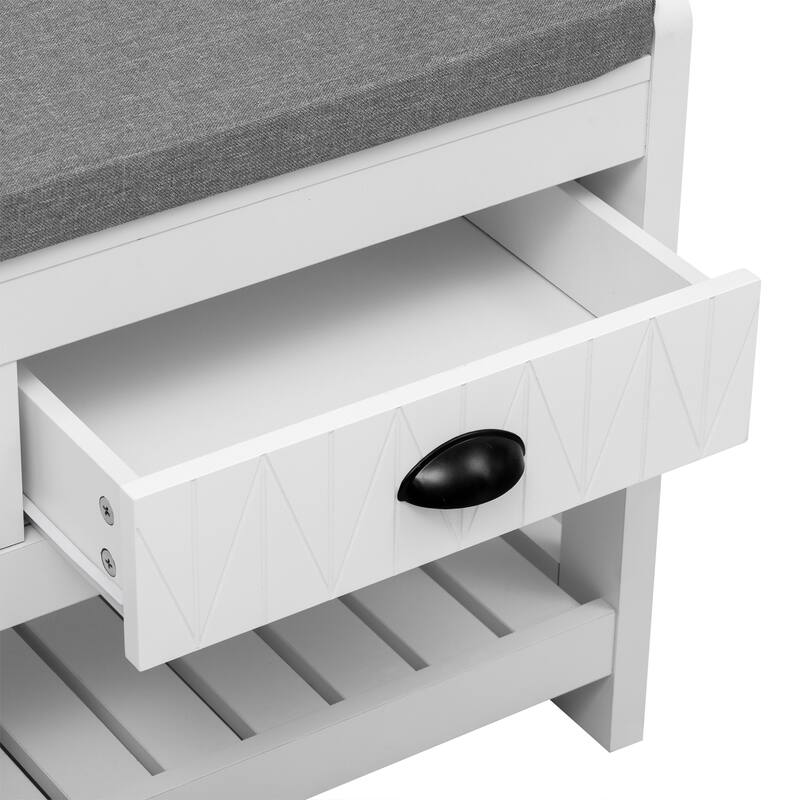 Hall Tree Coat Rack with Storage Bench, Entryway Bench with Shoe Rack and 6 Hooks, 3 in 1 Wood Organizer for Home