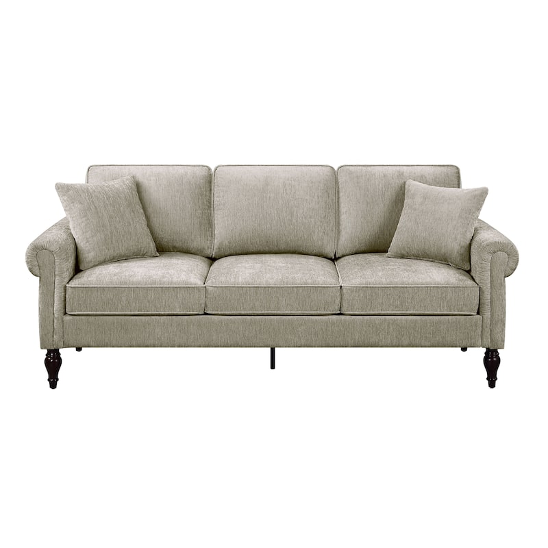 Igny Traditional Chenille Upholstered Rolled Arms Sofa by Furniture of America