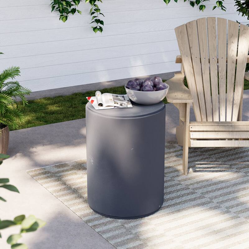 COSIEST Outdoor Black Concrete Side Table - Black-1 PCS