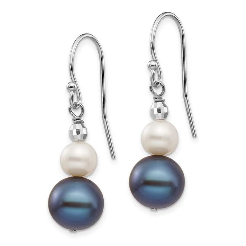 Curata 14k White Gold 29x9mm Freshwater Freshwater Cultured Pearl With Mirror Bead Earrings