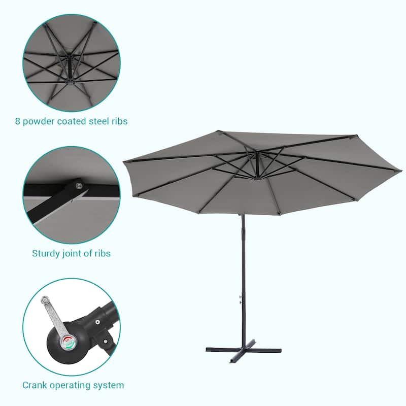 BONOSUKI 10ft Patio Offset Umbrella Outdoor Hanging Umbrella