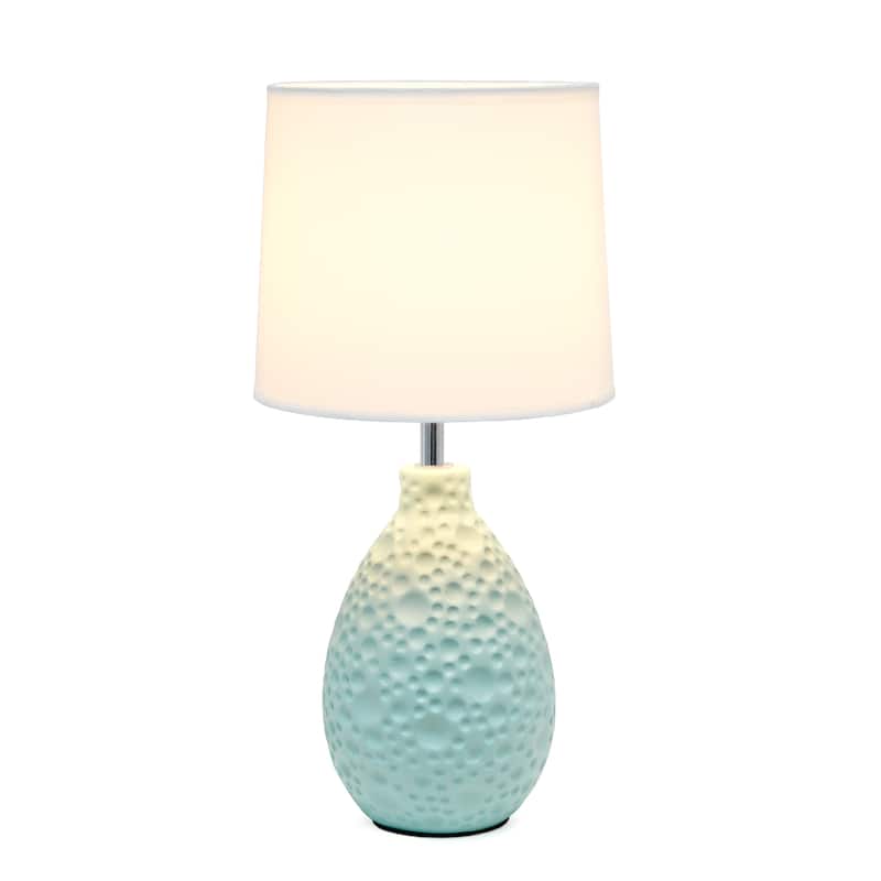 14.17" Textured Tear Drop TableLamp with White Fabric Shade