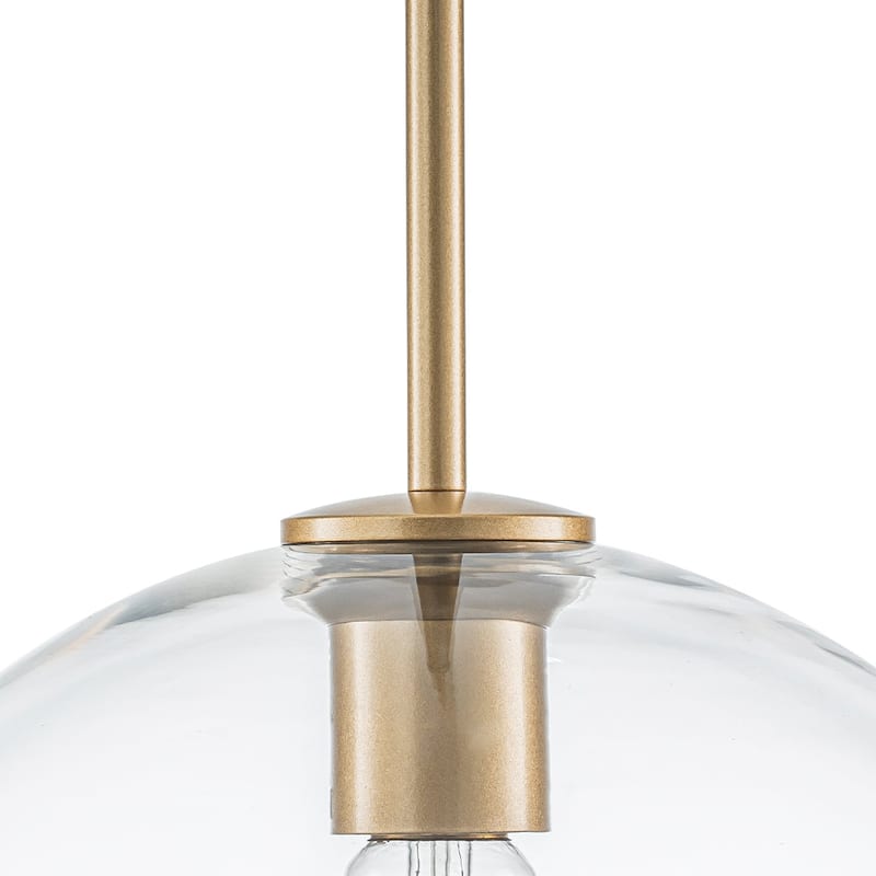 11.0''W 1-Light Modern Hand-blown Clear Glass Globe Pendant