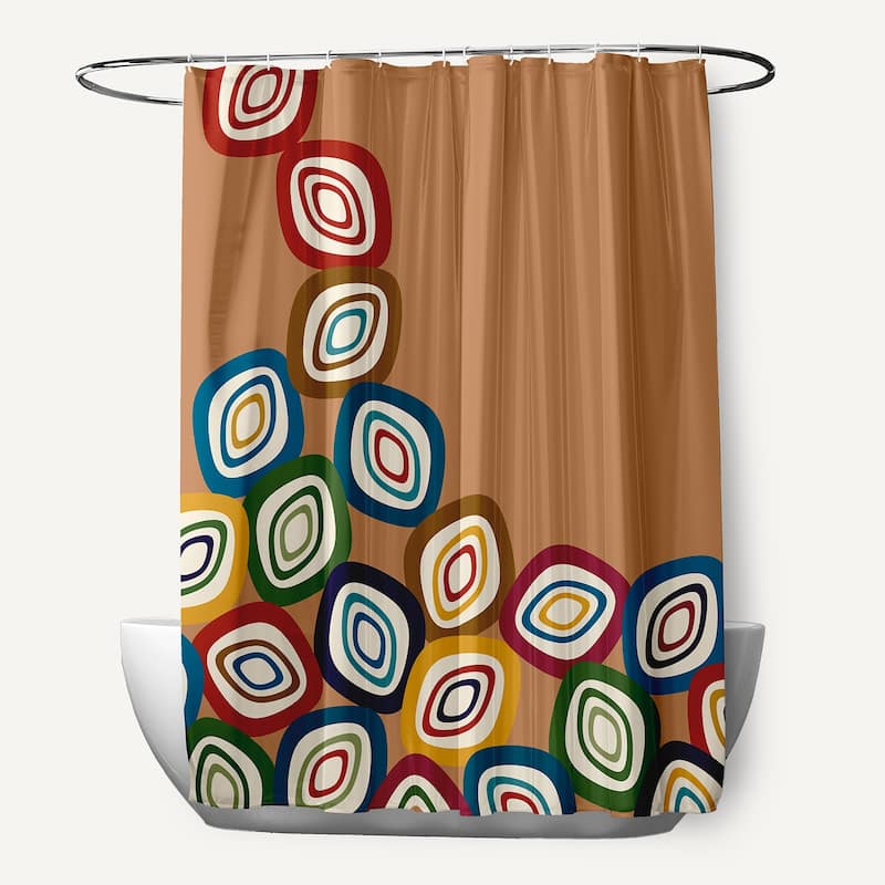 Falling Leaves Geometric Print Shower Curtain (71 x 74) - Brown