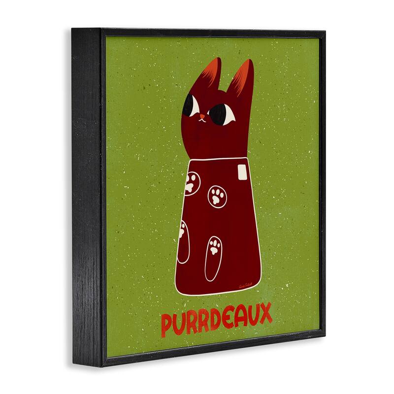 Stupell Purrdeaux Feline Wine Framed Giclee Art Design By Carrie Cantwell
