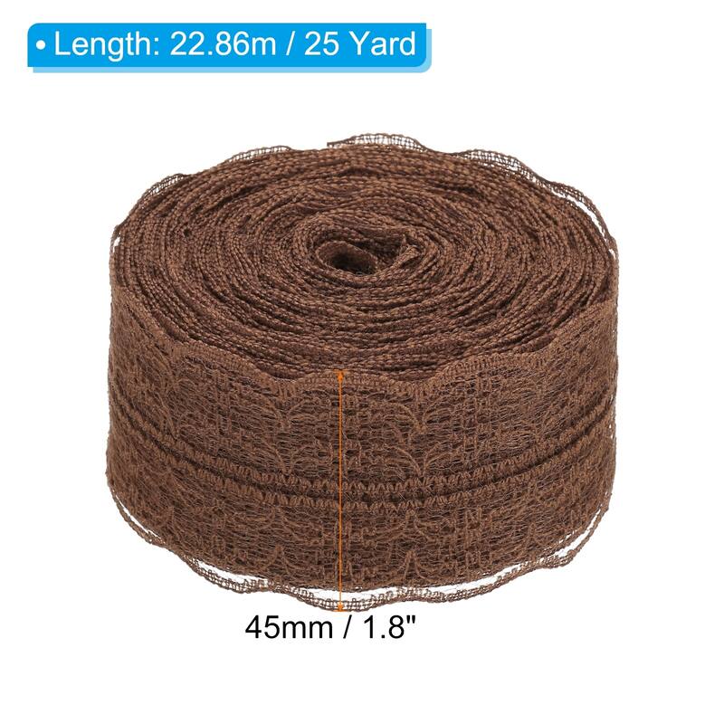 1.8" Wide 25 Yards Lace Trim Ribbon Sewing Lace Wrapping Decoration - Brown