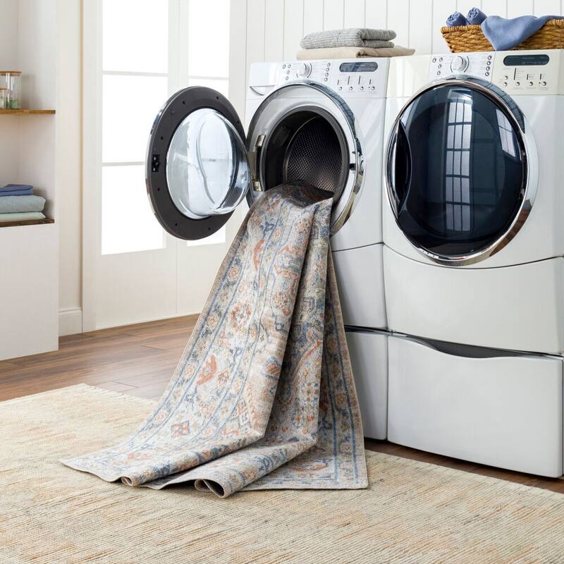 Livabliss Lillian Machine Washable Medallion Border Area Rug