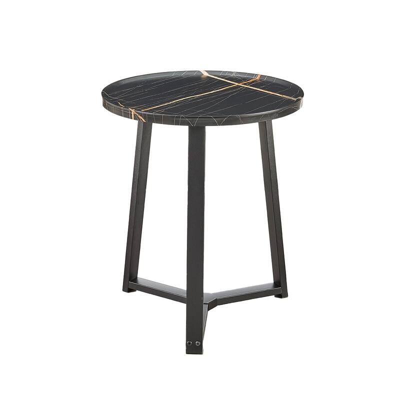 Harper Round Raised Lip Edge Side Accent Table with Mid-century Modern Crossed Metal Bold Pedestal Legs