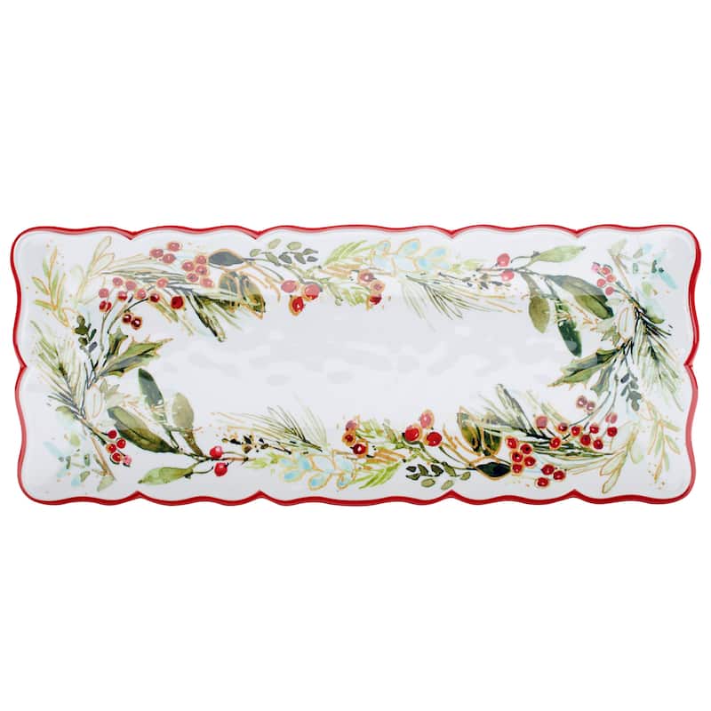 Certified International Christmas Gatherings Melamine 2 Pc Appetizer/Serving Set - 19" x 8" x .25"