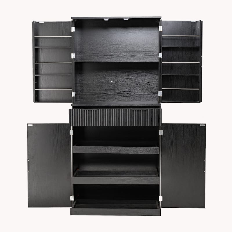 72"H Kitchen Pantry Cabinet with 3 Keyboard Drawers,Freestanding Cabinet with 6 Door Shelves Adjustable,Cupboard Storage Cabinet