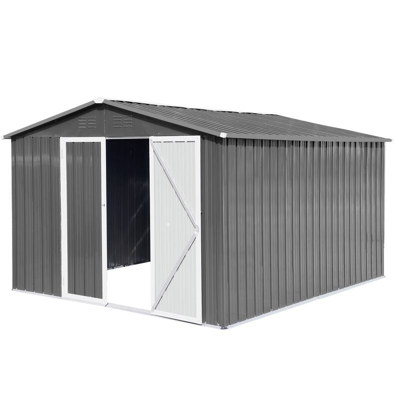 Rustproof Metal Garden Shed with Hinged Door & Integrated Vents Outdoor Tool Shed Storage Shed with Security Lock
