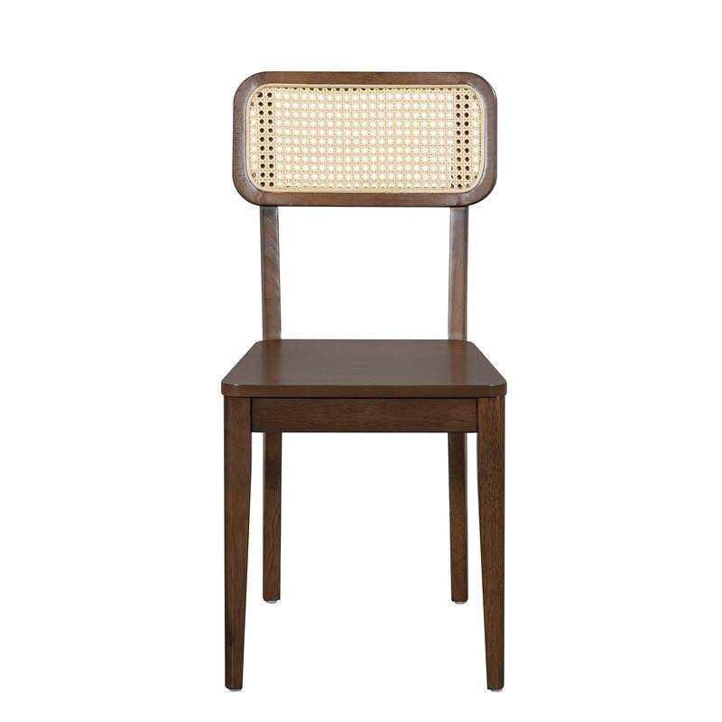 Oval Dining Table Set for 6 with Rattan Backrest Chair, 6-Piece Mid Century Modern Farmhouse Table with Chairs and Bench