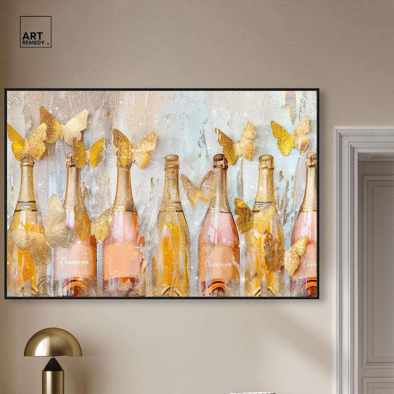 Golden Bright Campagne Line Canvas by Art Remedy