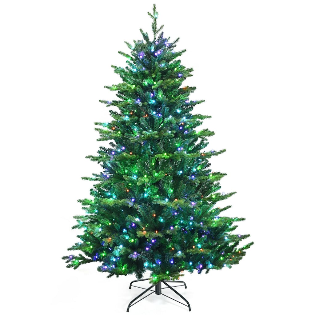 6ft Pre-lit Artificial Hinged Christmas Tree with APP Controlled LED Lights