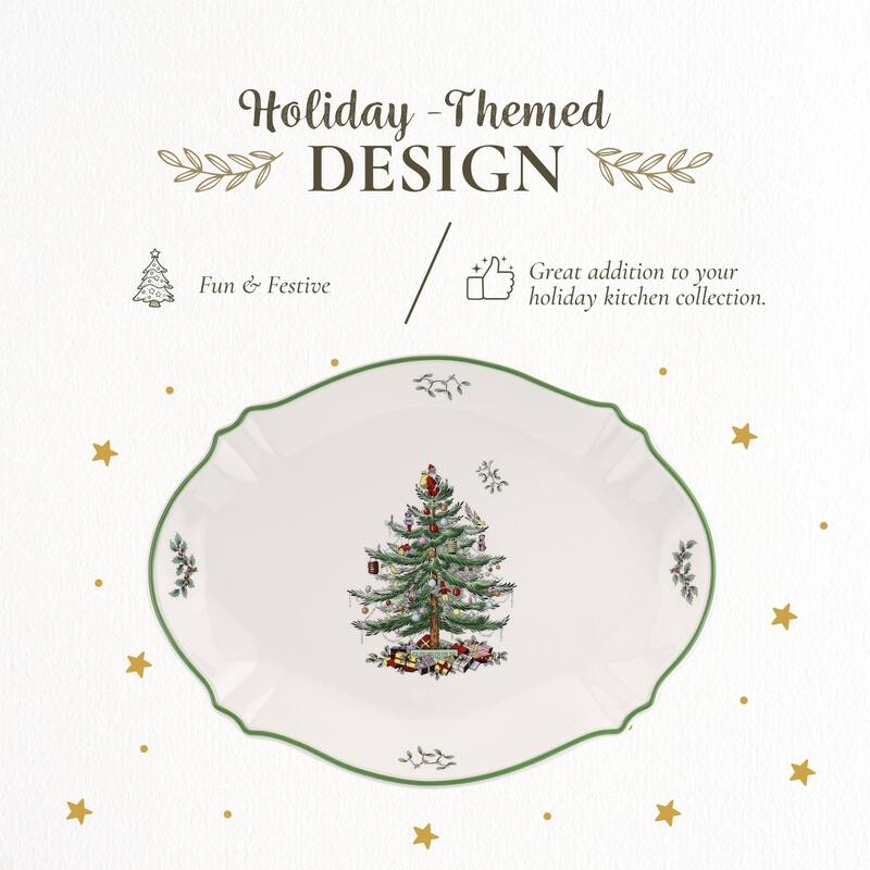 Spode Christmas Tree Oval Platter - 17" L x 14" W