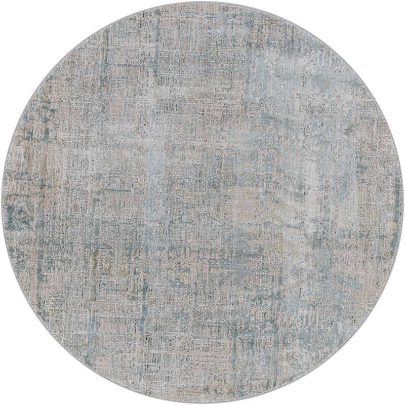 Livabliss Industrial Brunswick Abstract Area Rug - 7'10" x 7'10" Round - Sage
