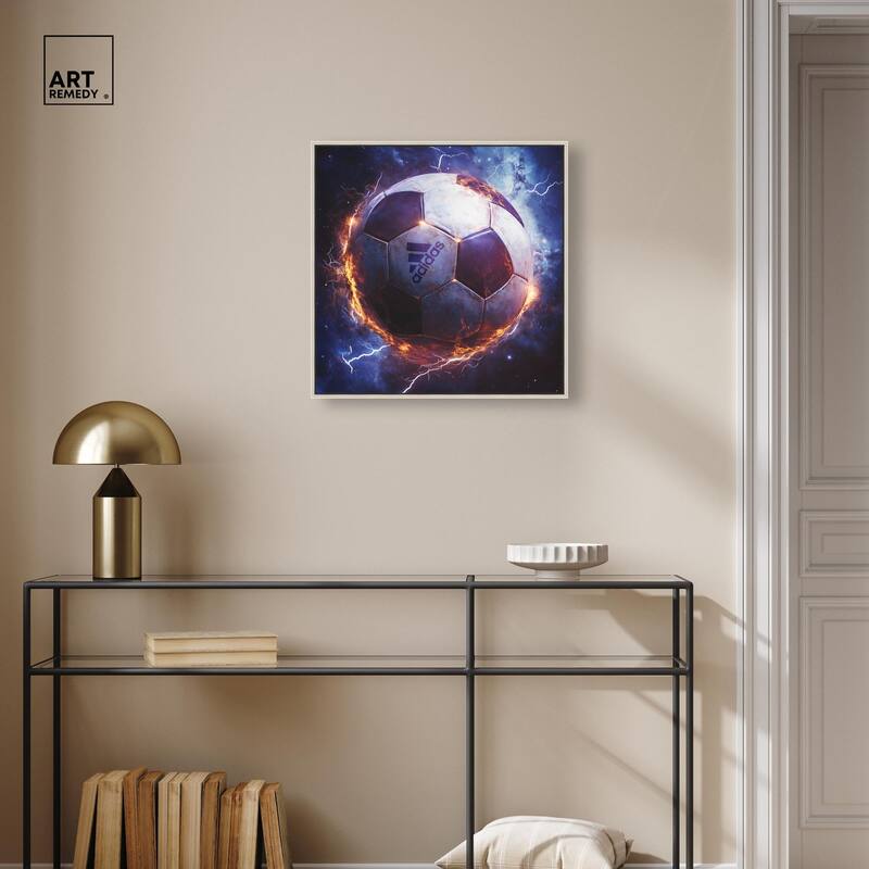 Electrify Soccer Ball Canvas by Art Remedy