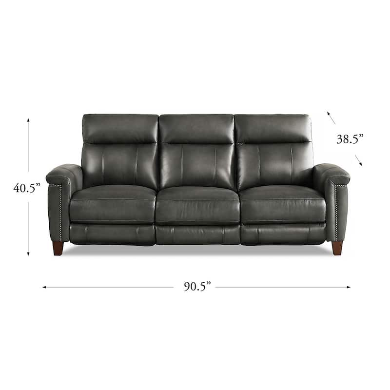 Hydeline Sherwood Zero Gravity Power Recline and Headrest Top Grain Leather Reclining Sofa