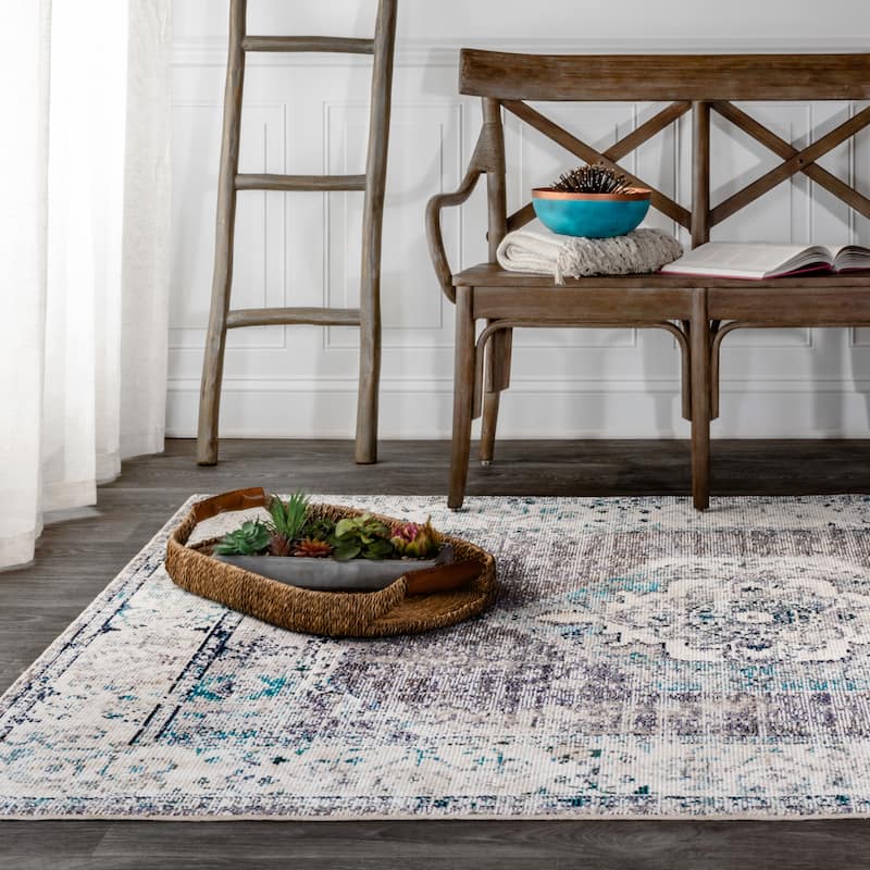 JONATHAN Y Ankara Vintage Medallion Gray/Ivory Area Rug