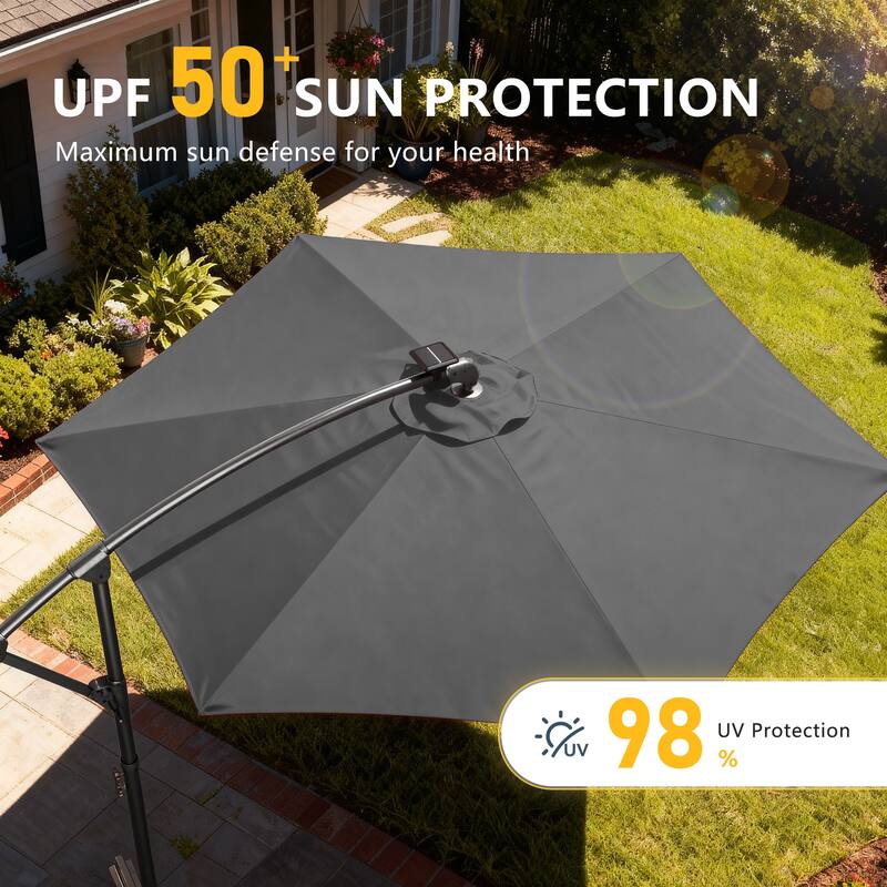 Outdoor 10FT LED lighted Patio Offset umbrella for Garden