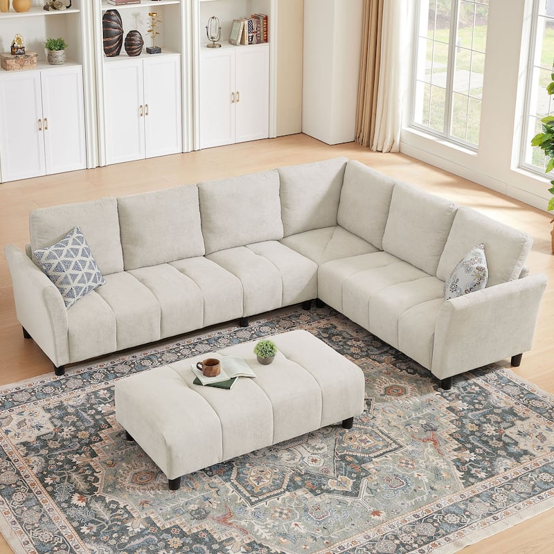 "102.56" W Reversible Sectional Sofa with Corner Seat & Extended Bench