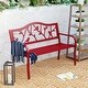 preview thumbnail 1 of 5, Sophia & William Outdoor Patio Metal Bench Red, Steel Frame Bench with Backrest and Armrests