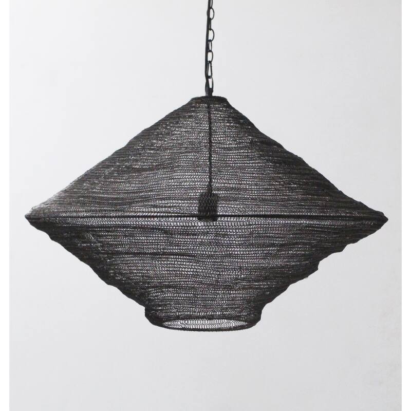 1 Light Satin Black Chain Basket Pendant