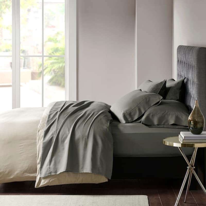 Madison Park 800 Thread Count Cotton Blend Sateen Sheet Set - Cal King - Charcoal