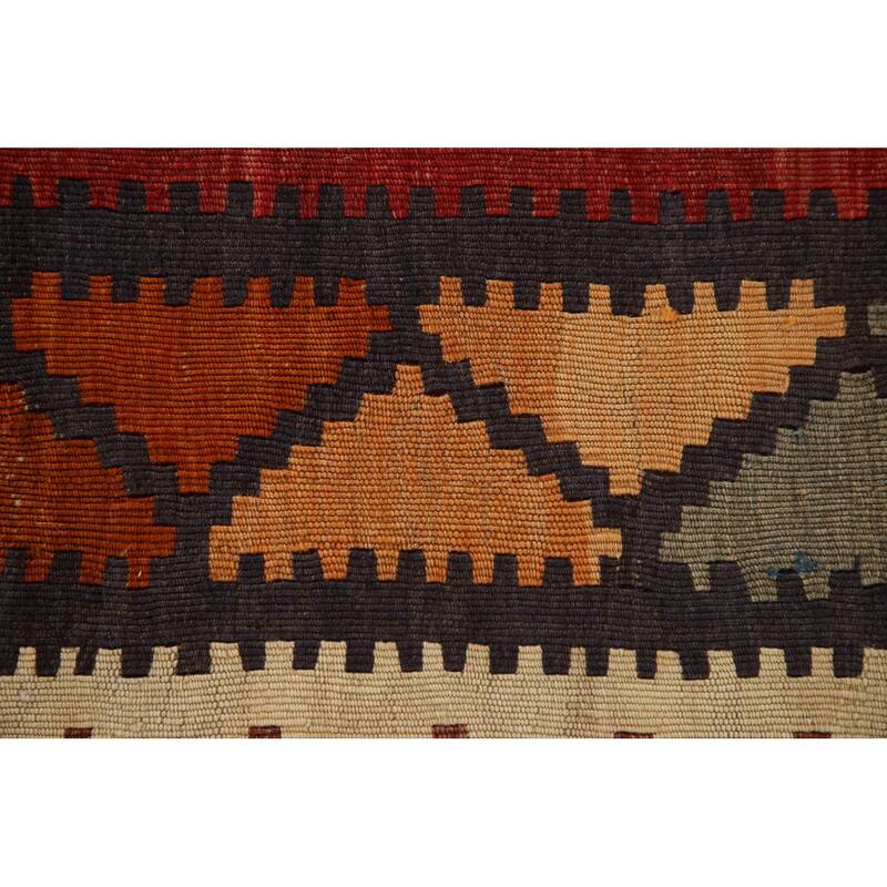 Red Kilim Qashqai Persian Vintage Hand-Woven Wool Carpet - 5'11" x 9'4"