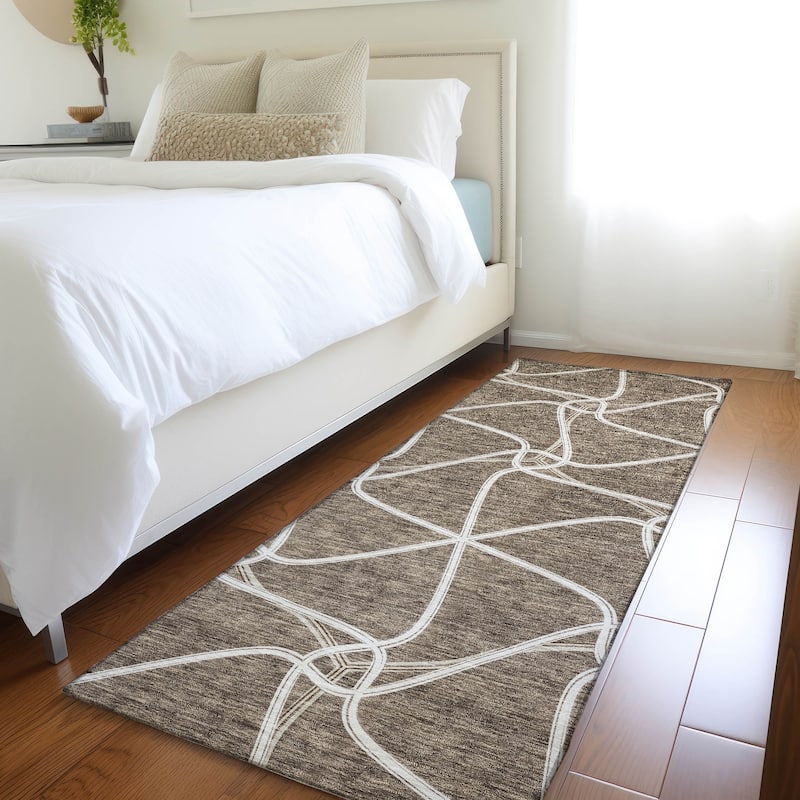Premium Washable Super Soft Contemporary Geo Mayfield Rug - Brown - 2'3" x 7'6"