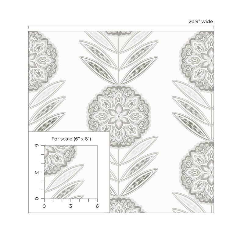 Seabrook Designs Belle Floral Stripe Non-Woven Unpasted Wallpaper