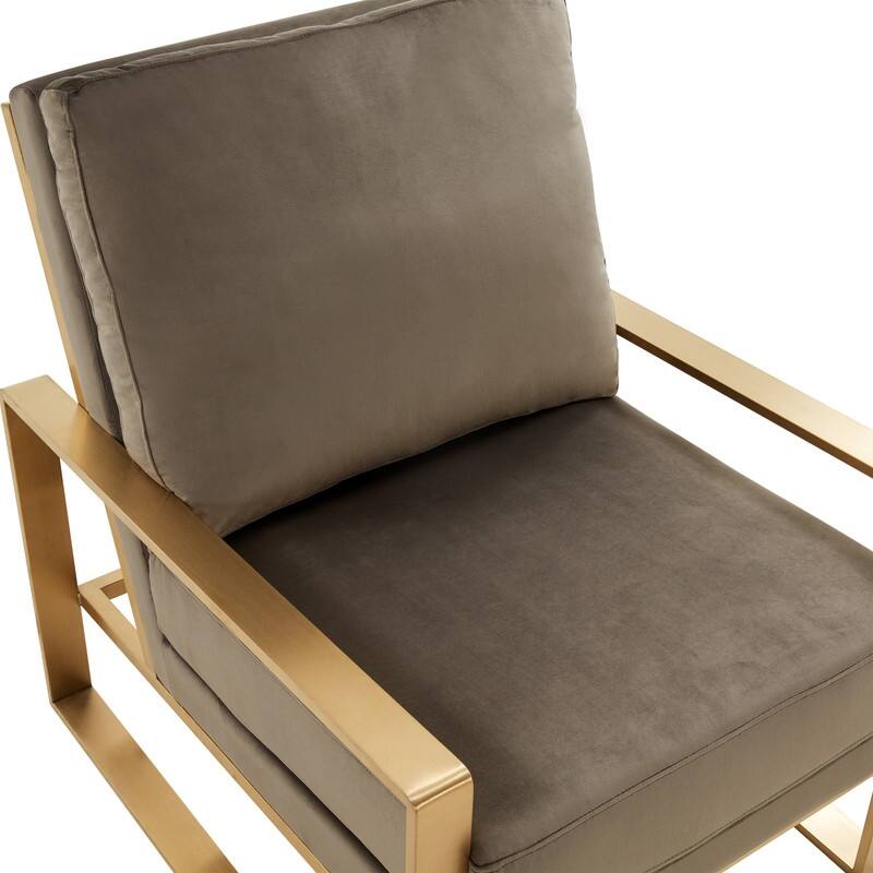 Jefferson Modern Velvet Accent Chair with Brushed Gold Frame, Removable Cushions, and Floor Protectors for Living Room or Office