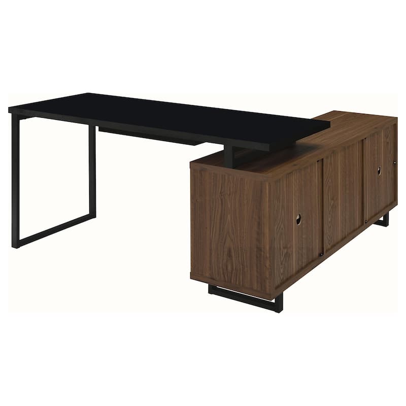 Maddox 60-Inch L-Shape Office Computer Desk Black And Walnut