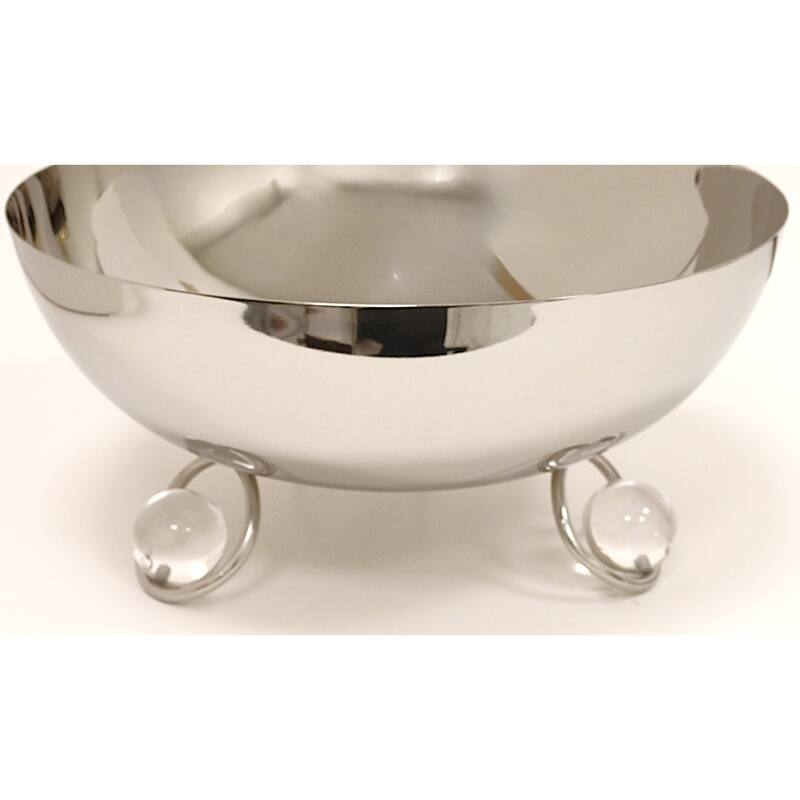 Salad Bowl Silver Inner Gold Outer with Ball Legs - Silver, Clear Legs - 12''D x 5.7"H