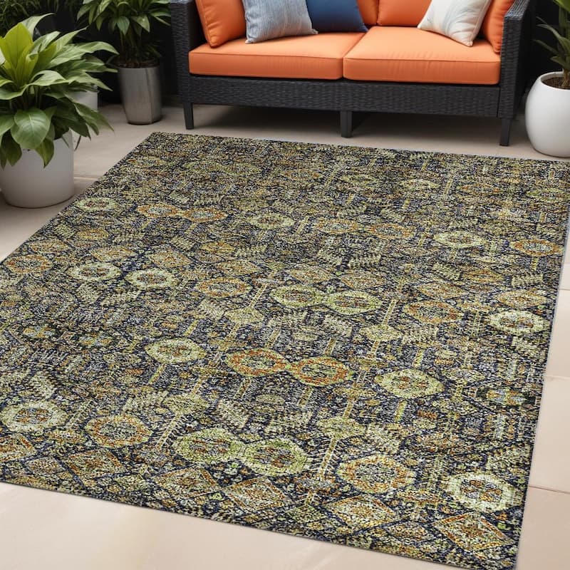 Alrimo Lush Floral Weather Resistant Classic Meets Modern Outdoor Rug - 5' X 8' - Multi