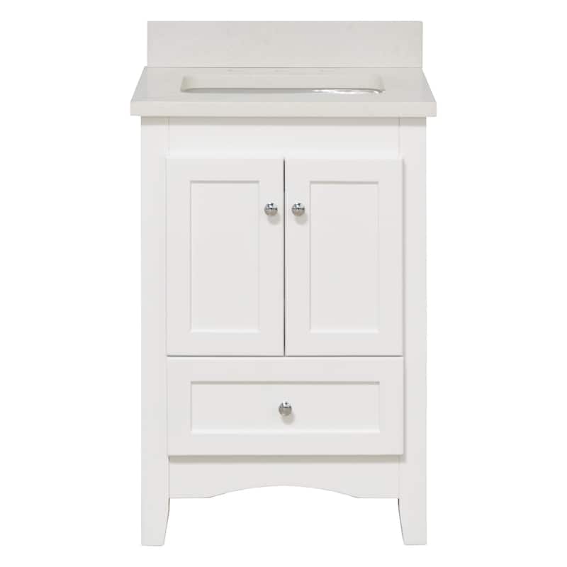 KitchenBathCollection Abbey 24" Bathroom Vanity with Quartz Top